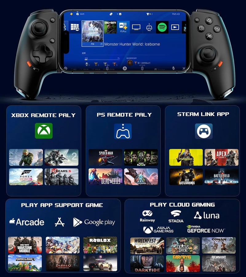 arVin Mobile Gaming Controller for Android and iPhone 17/16/15 Series (USB-C) PS Remote Player Gamepad for PS5/PS4/Xbox/PC with Hall Joysticks/Hall Trigger/3.5mm Audio Jack/Cloud Gaming Controller, Plug & Play - Image 3